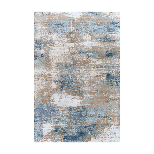 Abstract Blue Tan 8 x 10 Rug