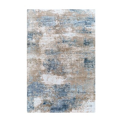 Abstract Blue Tan 8 x 10 Rug
