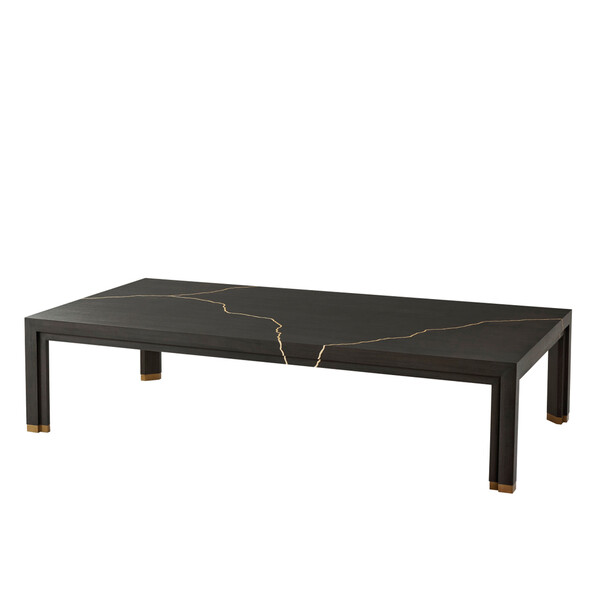 Black with Gold Vein Accent Cocktail Table