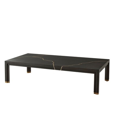 Black with Gold Vein Accent Cocktail Table