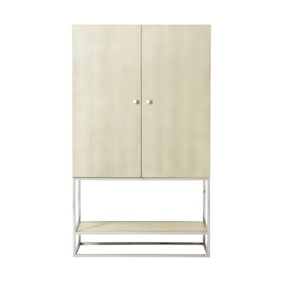 White Shagreen Lacquer Bar Cabinet