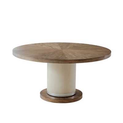 Embossed Leather Column Round Dining Table