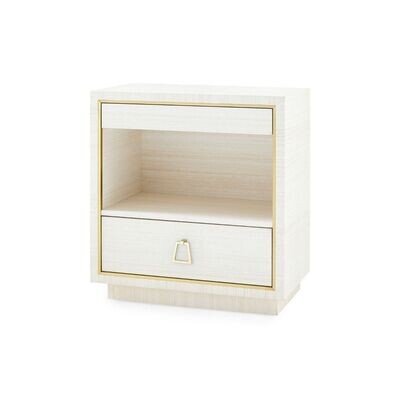 2 Drawer Side Table with Gold Accents