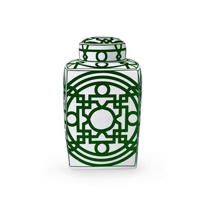 Green and White Jasper Square Jar