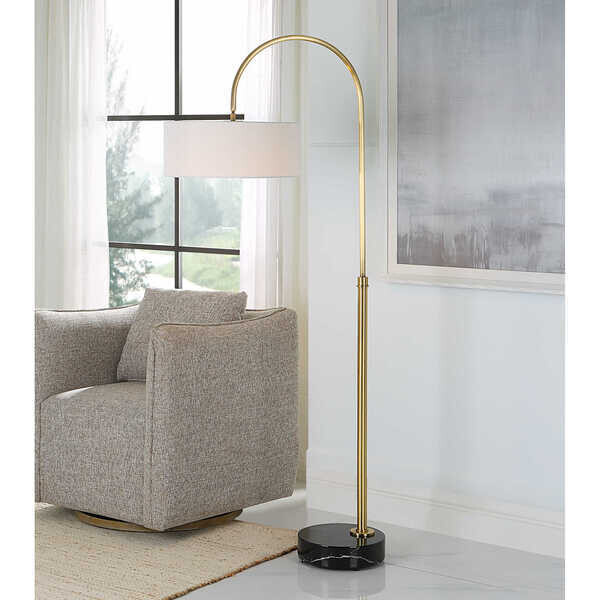 Iron Floor Lamp with Black Marble Base
