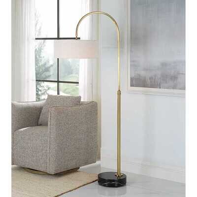Iron Floor Lamp with Black Marble Base