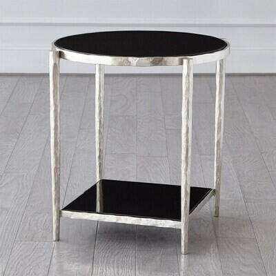 Circle/Square Side Table - Nickel with Black Granite