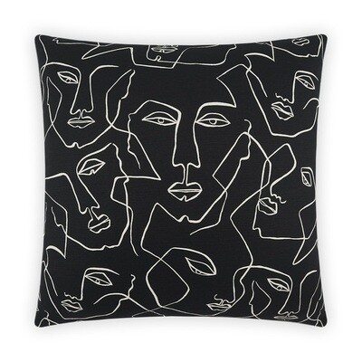 Face Up Black Accent Pillow