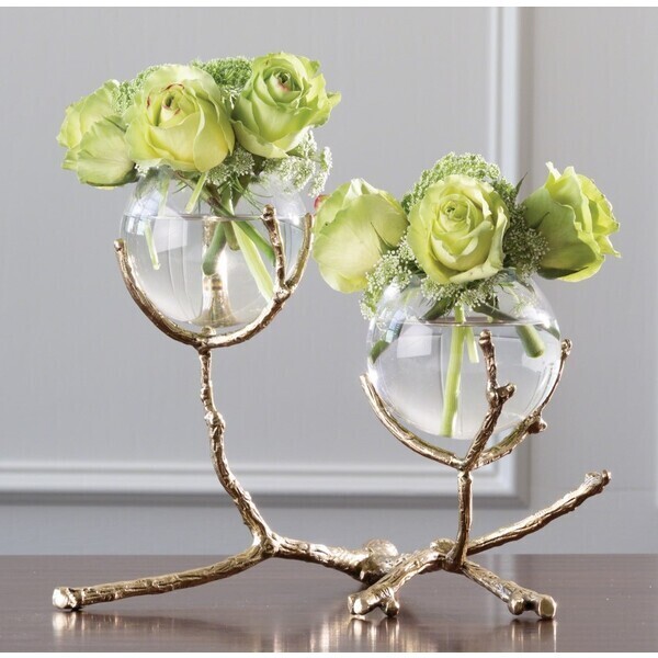 Double Vase Brass Twig Holder