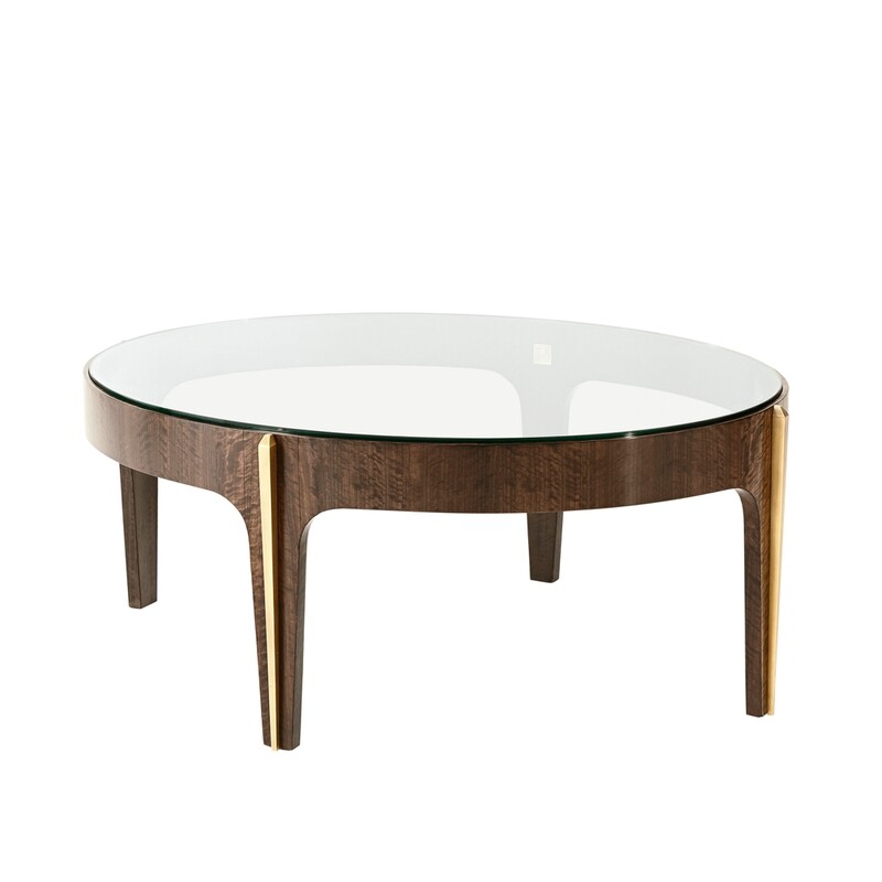 Bold Brass-Inset Cocktail Table