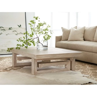 Sleek Rectangular Wooden Cocktail Table