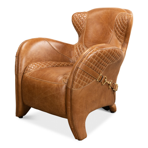 Modern Brown Leather Accent Chair