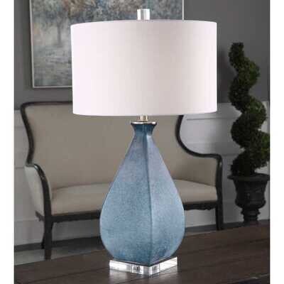 Ocean Blue Acid Etched Lamp