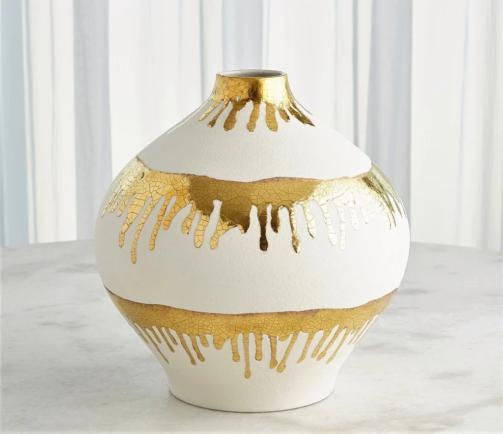 Hand-Painted Gold Drip Vases - Small and Large