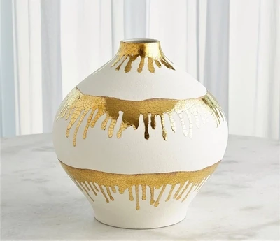 Hand-Painted Gold Drip Vases - Small and Large