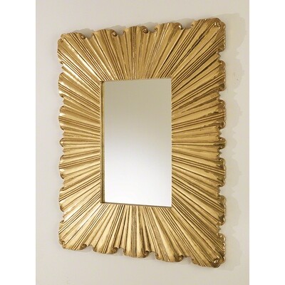 Brass Accented Linen Folds Mirror