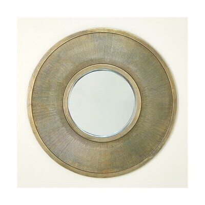 Hand-Patinaed Brass Round Mirror