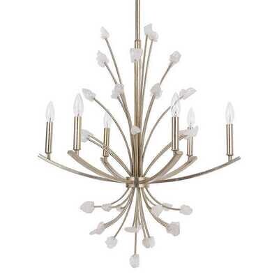 Elegant Rock Crystal Silver Leaf Chandelier