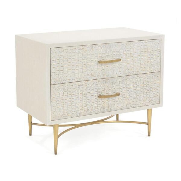 Faux Crocodile Two-Drawer Nightstand