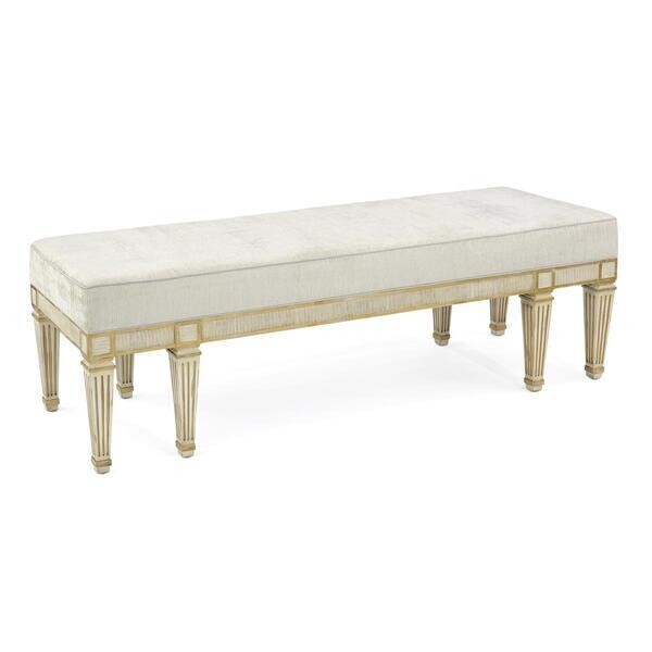 Hand-Carved Fluted Leg Bench