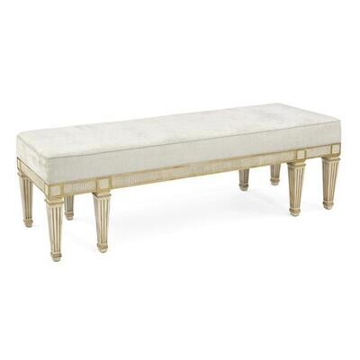 Hand-Carved Fluted Leg Bench