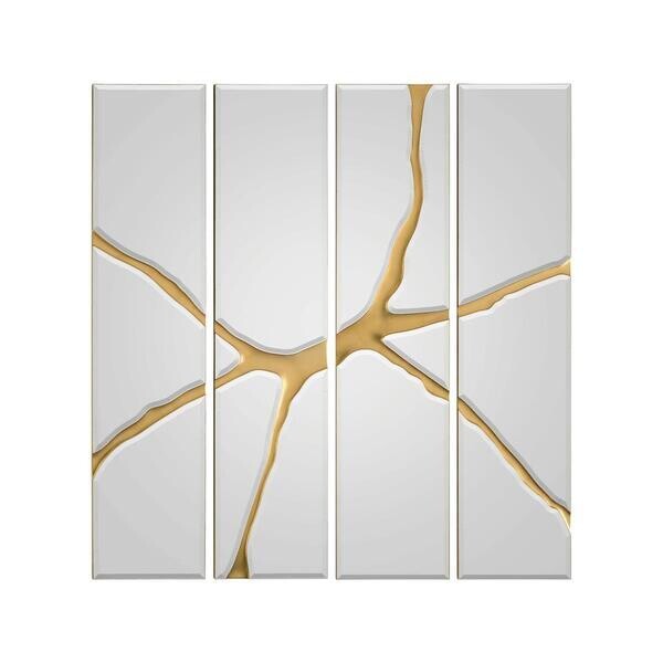 Hand-Carved Ravine Mirrored Panels Set