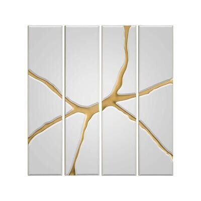 Hand-Carved Ravine Mirrored Panels Set