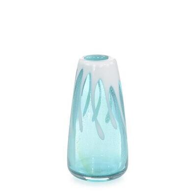 Seafoam Swirls Handblown Glass Vase with White Cascade