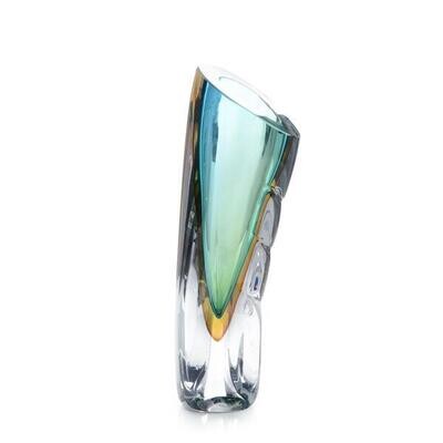 Emerald Green Curved Glass Vase