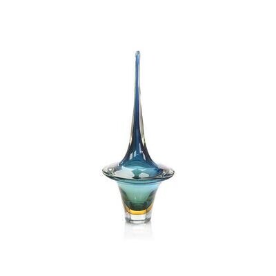 Blown Glass Art in Azure Blue