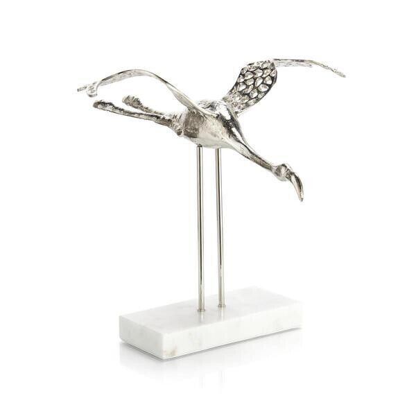 Sculpted Flamingo Art in Polished Nickel