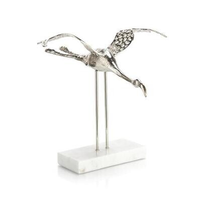 Sculpted Flamingo Art in Polished Nickel