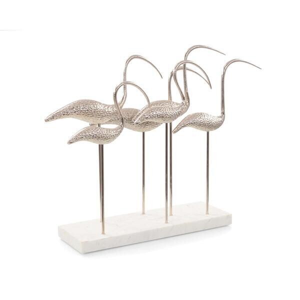 Sculpture of Cranes in Nickel-Plated Finish