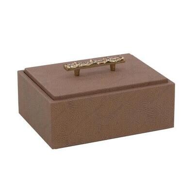 Antique Finish Leather Accent Box