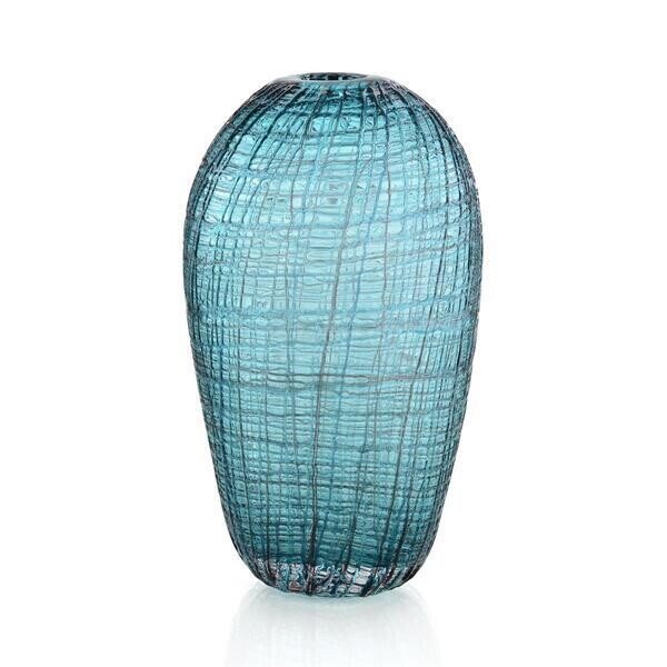 Blue-Infused Gray Art Glass Urn