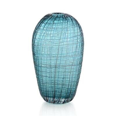 Blue-Infused Gray Art Glass Urn