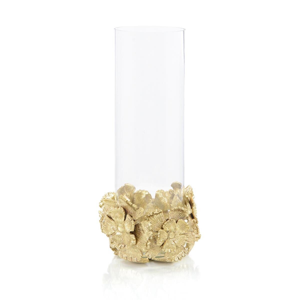Glass Vase with Intricate Brass Bouquet