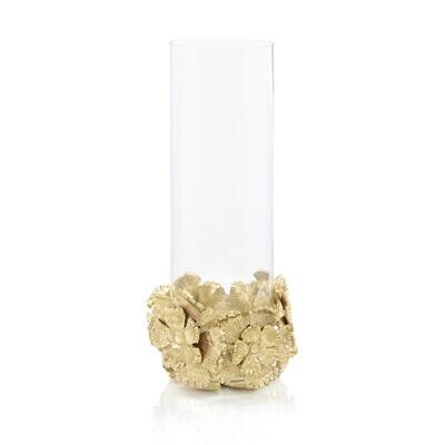 Glass Vase with Intricate Brass Bouquet