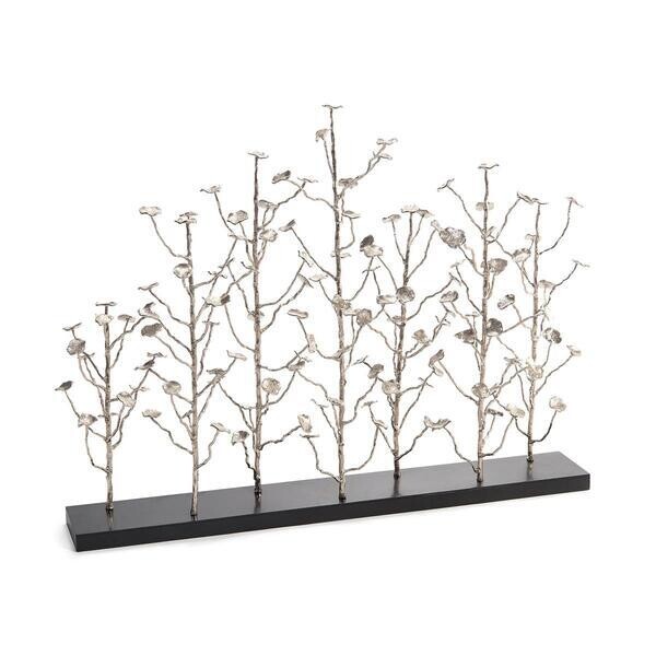 Sculptural Brass Fireplace Screen in Nickel Finish