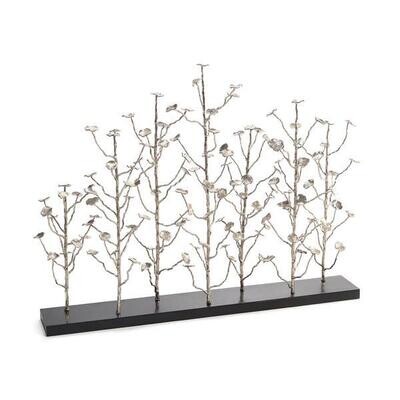 Sculptural Brass Fireplace Screen in Nickel Finish