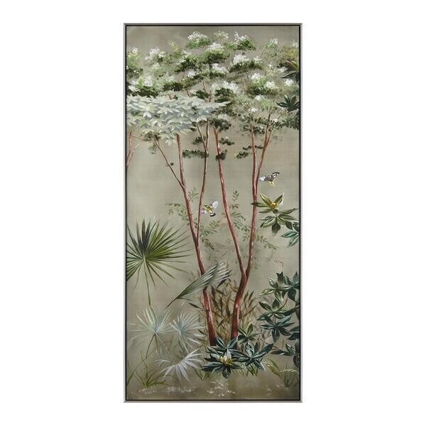 Montrose Monochrome - Hand-painted Silk Art in a Silver Floater Frame