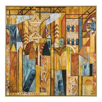 Elm Visions Canvas Print in Gold Frame