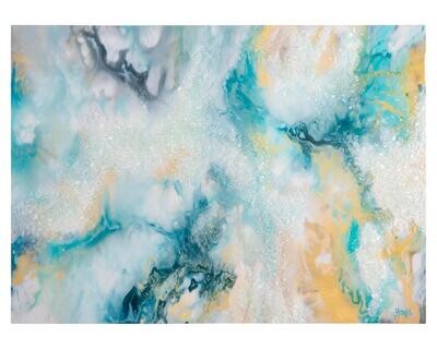 Waves of Gold and Teal Art Print