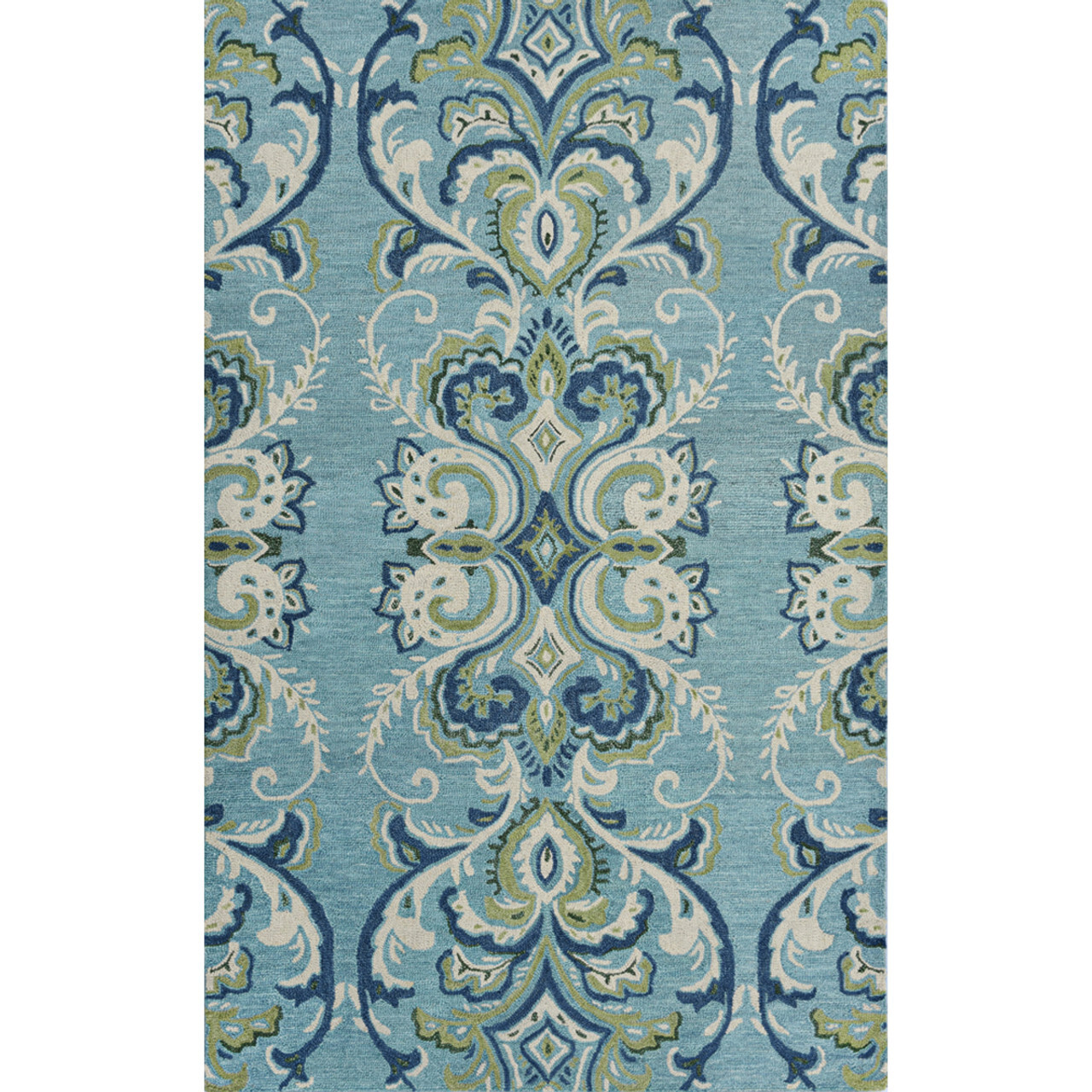 Hand Tufted Blue-Green Wool Area Rug