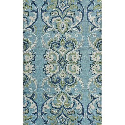 Hand Tufted Blue-Green Wool Area Rug