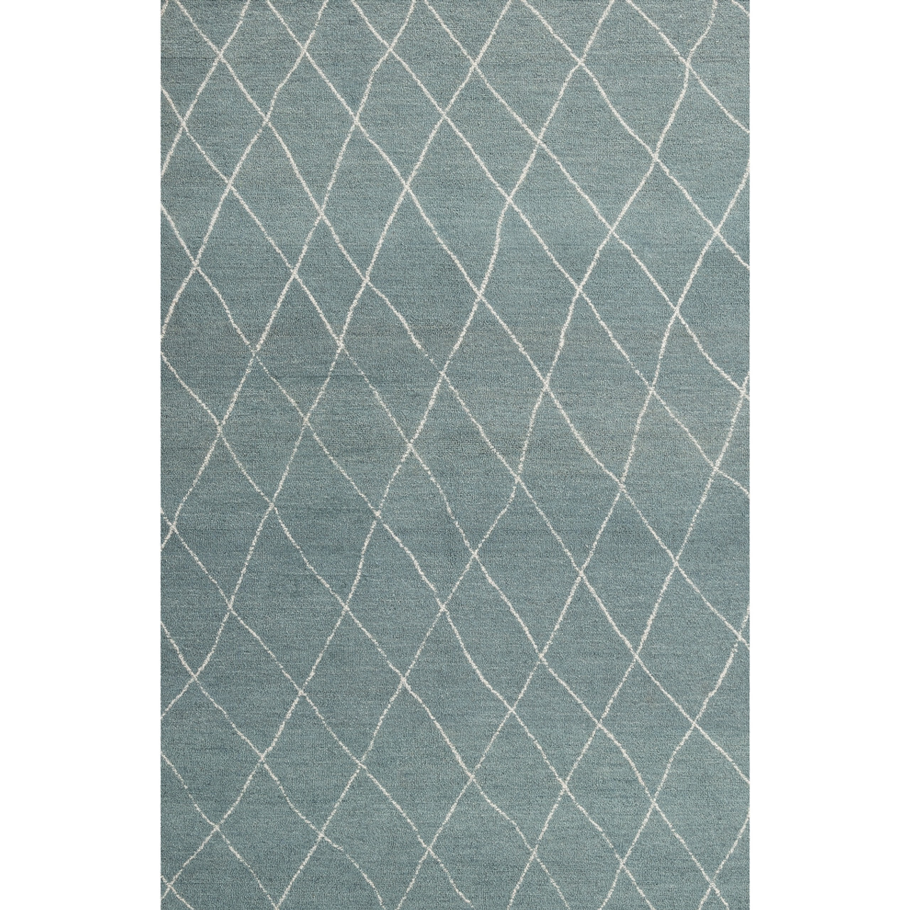 Aqua Mist with White Wool Area Rug