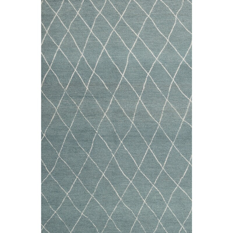 Aqua Mist with White Wool Area Rug