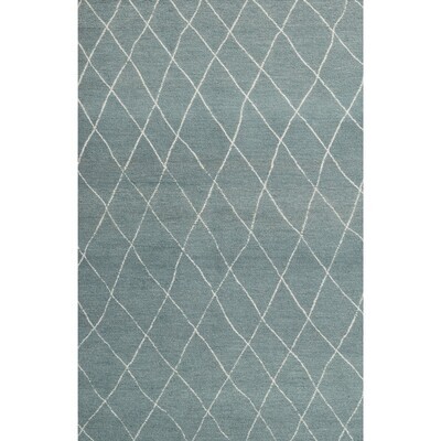 Aqua Mist with White Wool Area Rug