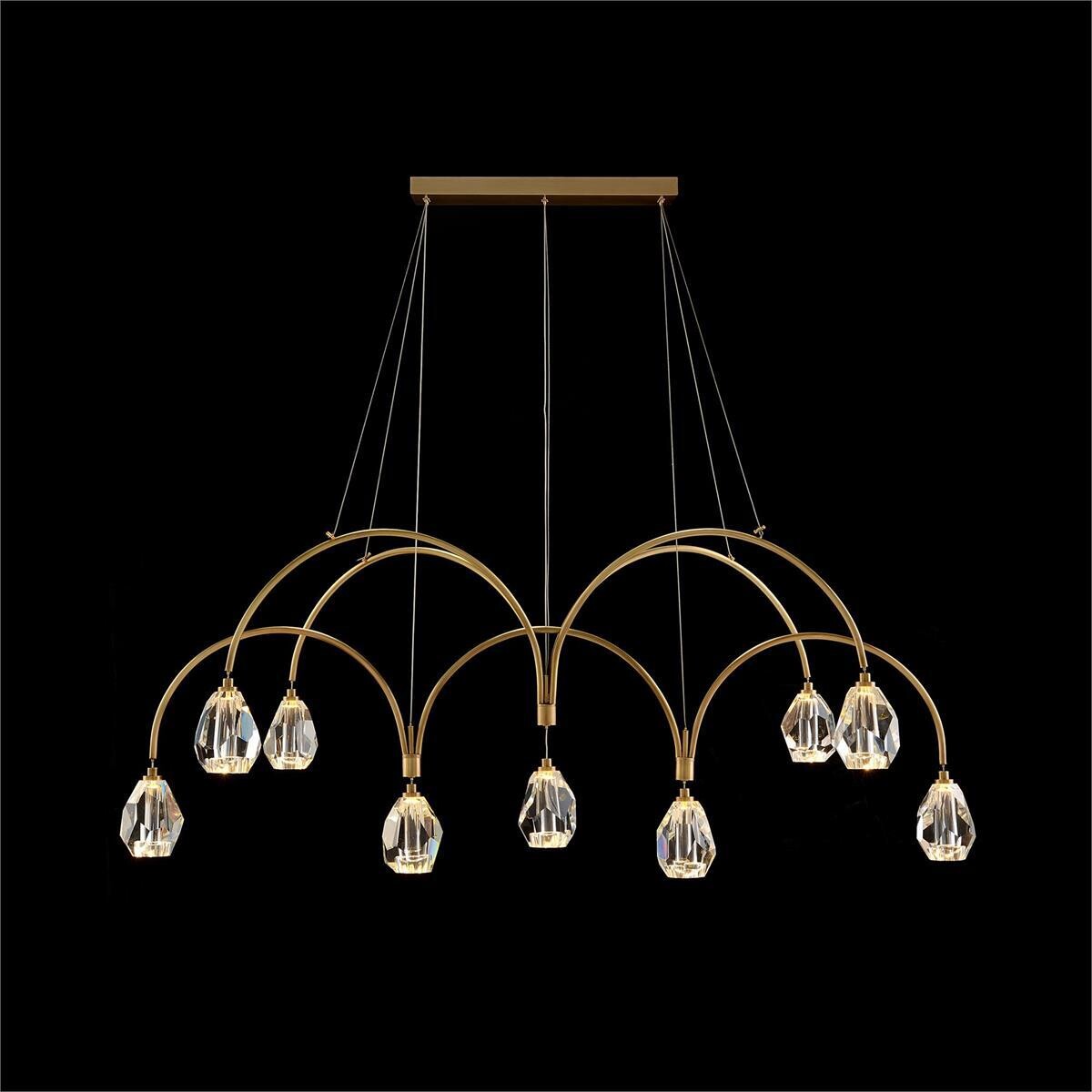 Multi-Faceted Nine-Light Crystal Chandelier