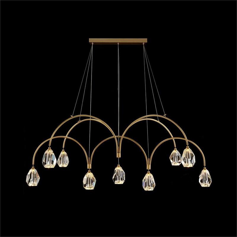 Multi-Faceted Nine-Light Crystal Chandelier